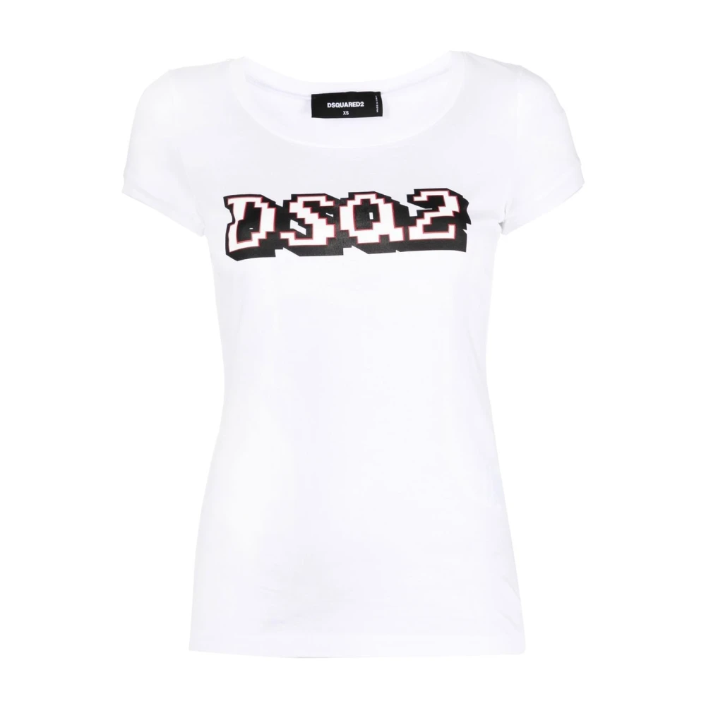 Dsquared2 Grafische Print Katoenen T-Shirt White Dames