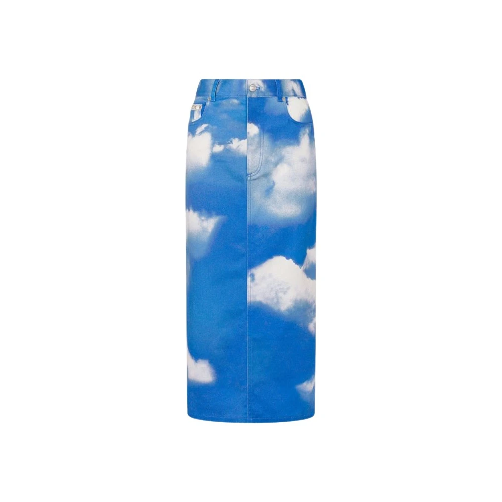 Moschino Women's Blue Archive Clouds Cotton Bull Skirt