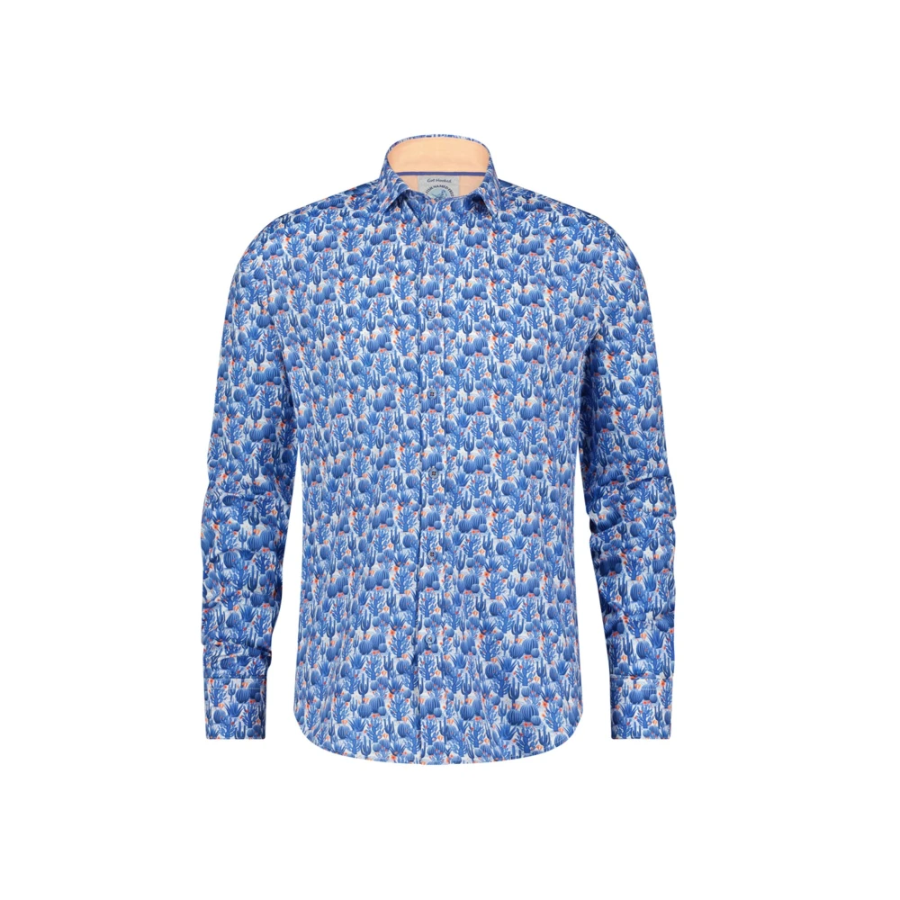 A fish named fred Blauw Casual Overhemd met Print Blue Heren