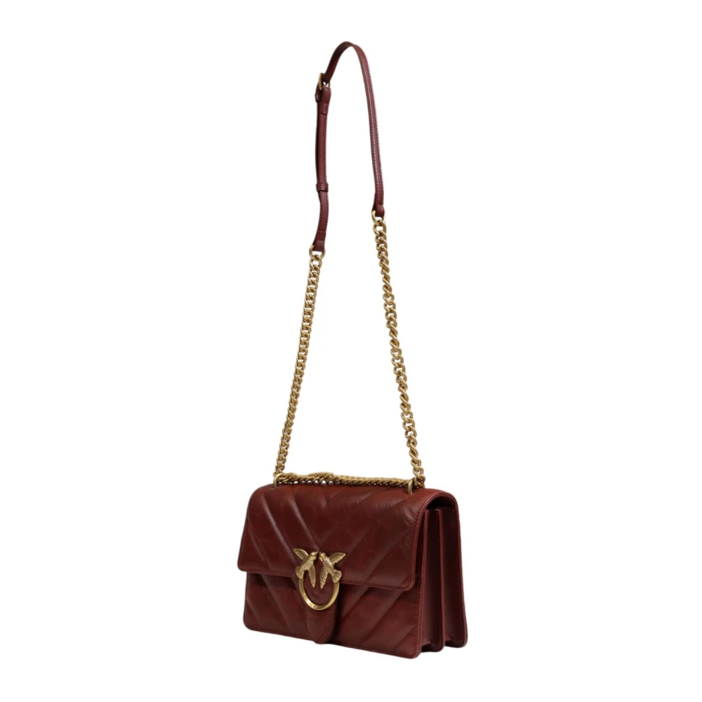 pinko Gewatteerde leren schoudertas Love Birds Red Dames