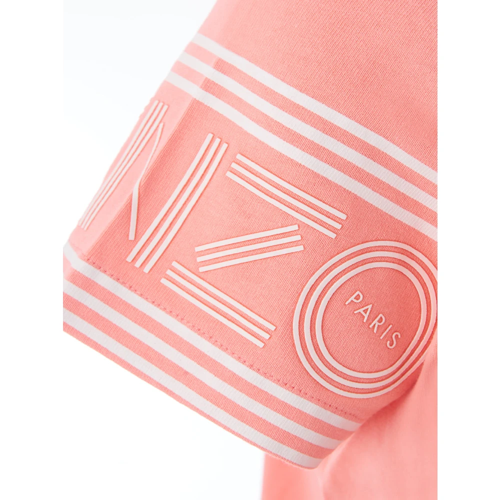 Kenzo Roze Katoenen T-shirt met Wit Logo Pink Dames