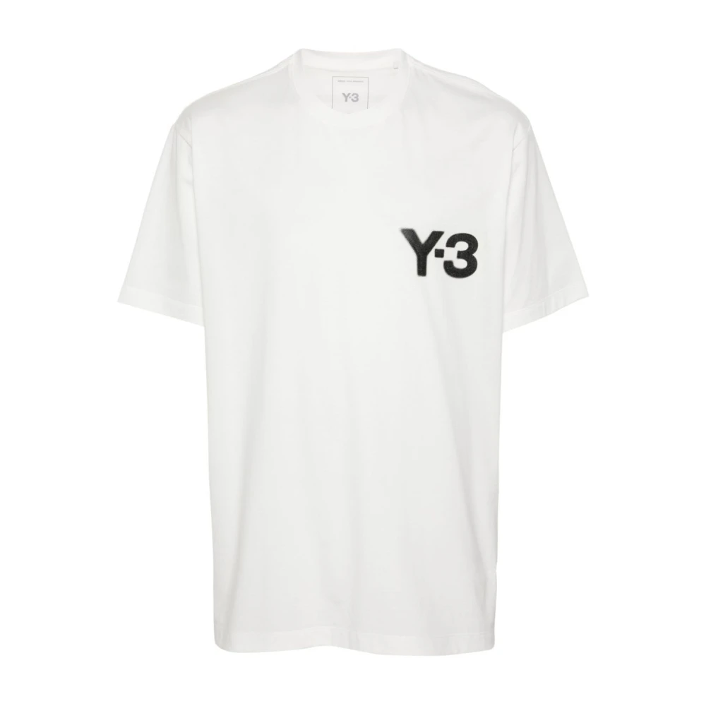 Y-3 Wit Logo Korte Mouw Tee White Heren