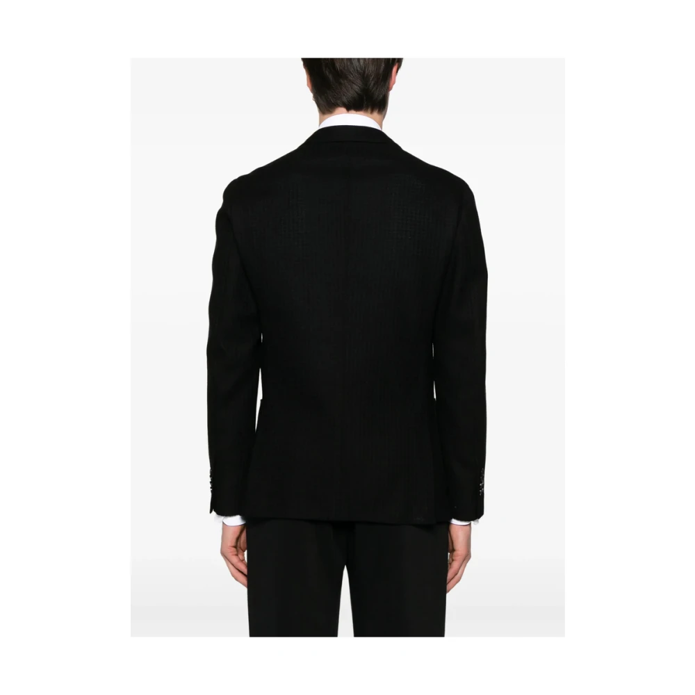 Lardini Zwarte Geknoopte Jas met Achterventilatie Black Heren