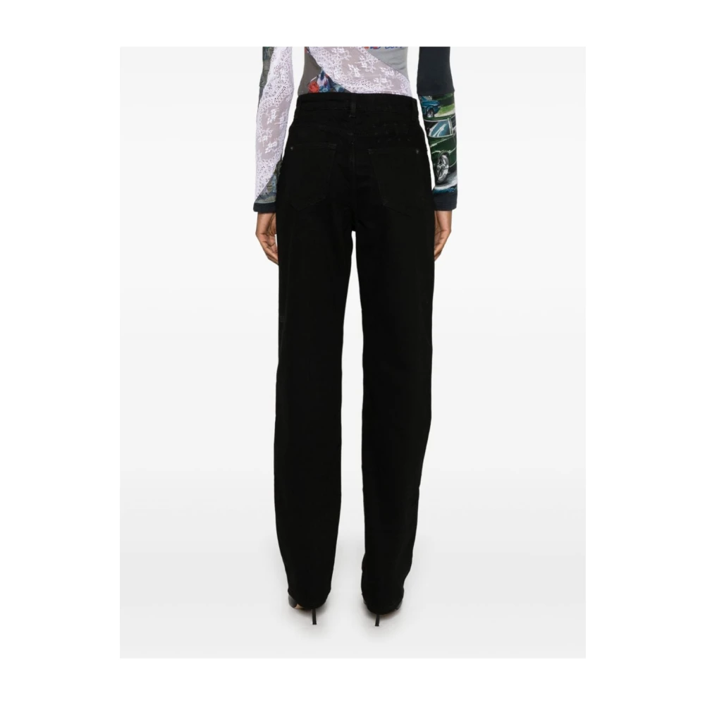 Ksubi Zwarte Denim Jeans Hoge Taille Rechte Pijp Black Dames