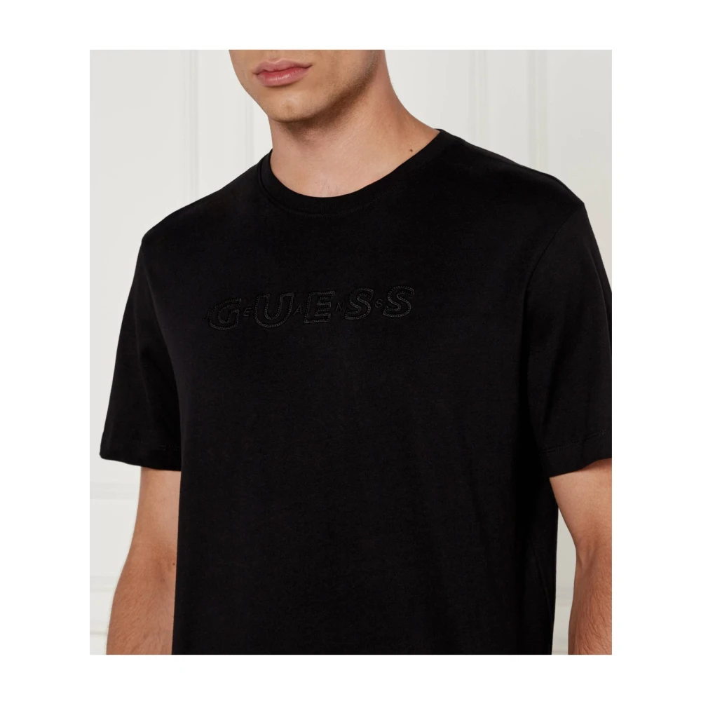 Guess Zwarte Katoenen T-shirt Korte Mouw Black Heren