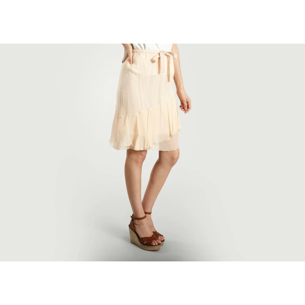 See by Chloé Zijden Ruffle Rok Beige Dames