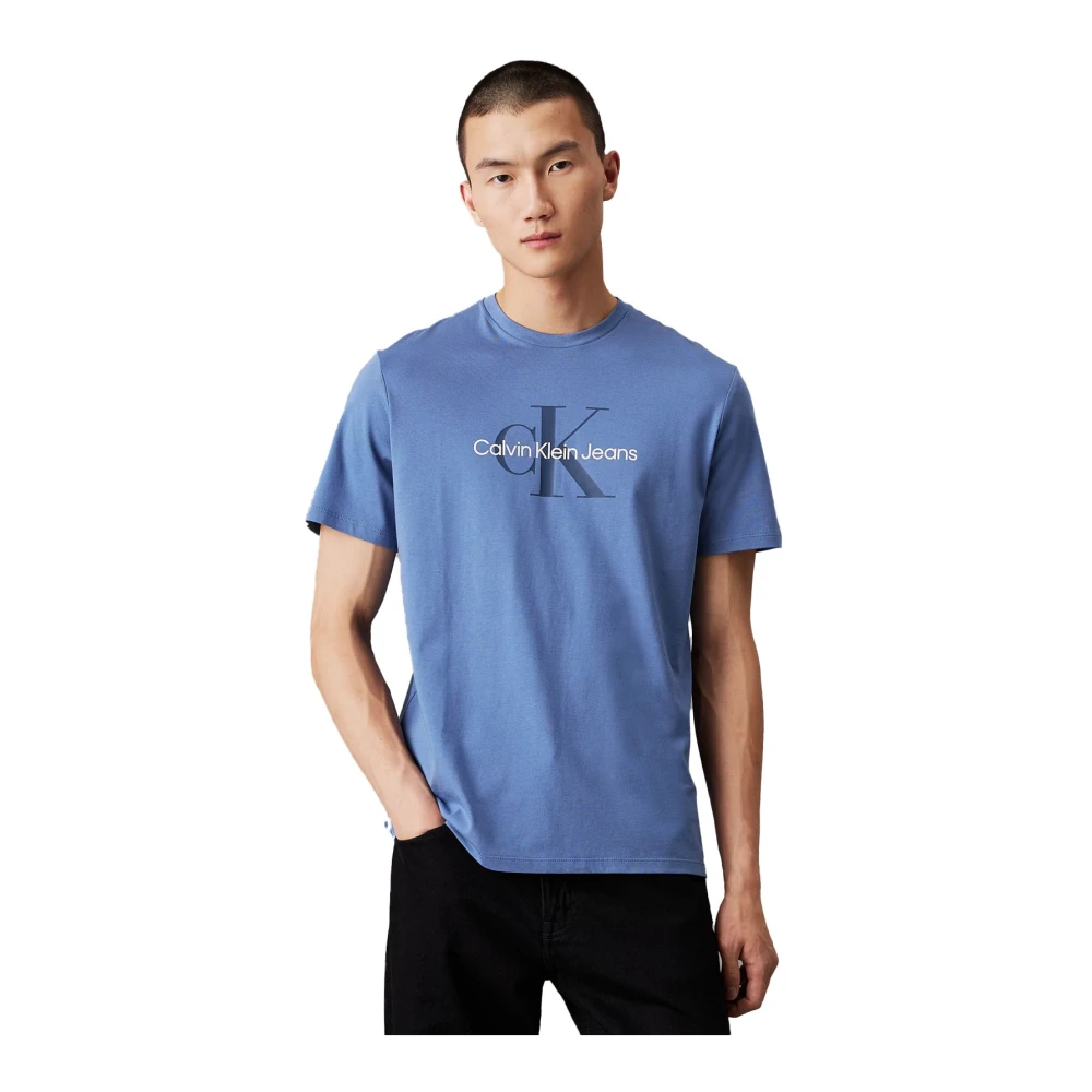 Calvin Klein Blauw Logo Katoenen T-shirt Blue Heren