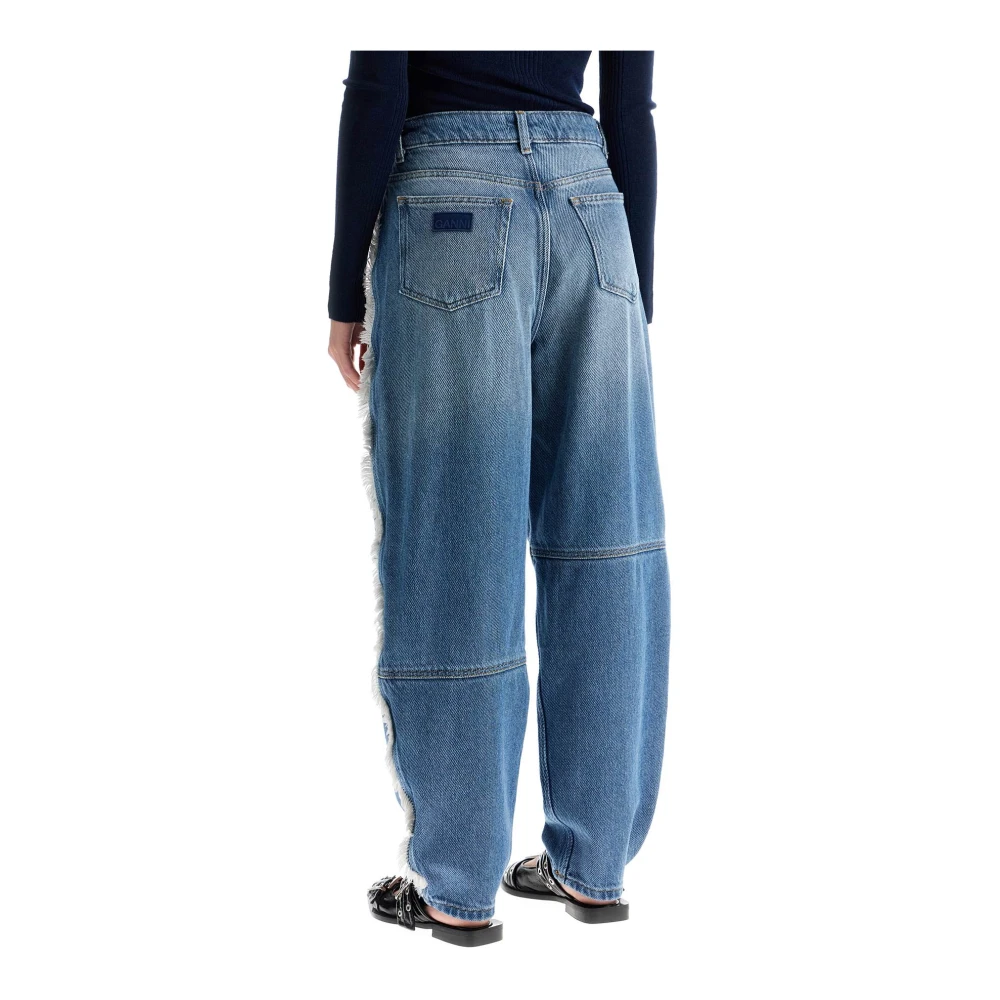 Ganni Jeans met wijde pijpen en rafelranden Blue Dames