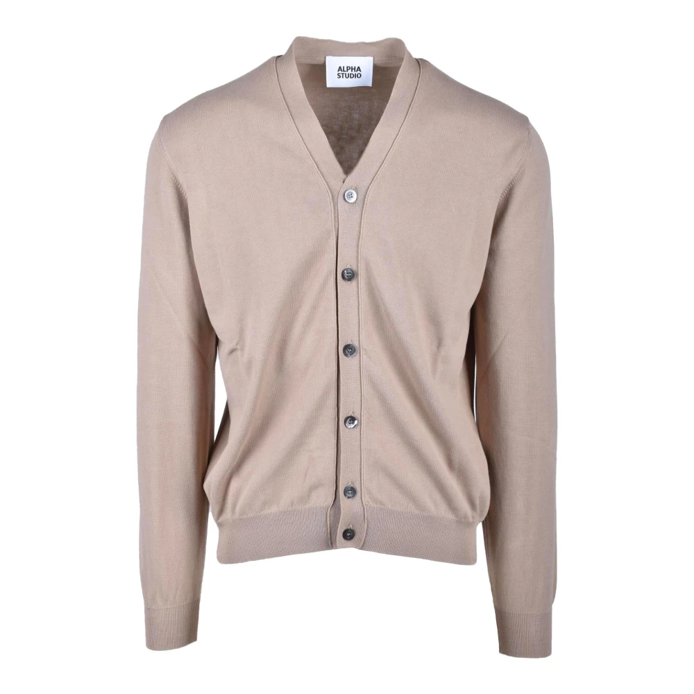 Alpha Studio Katoenen Gebreide Top Beige Heren