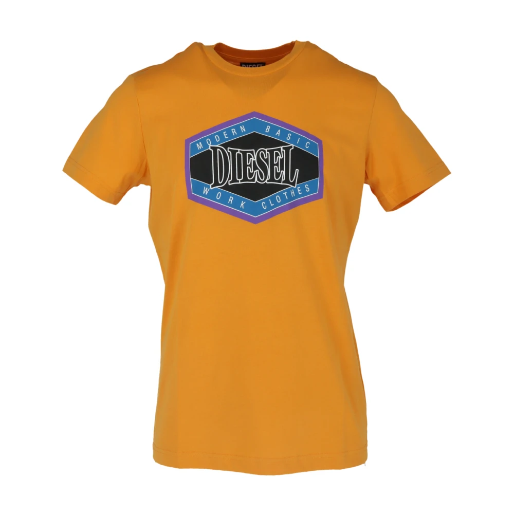 Diesel Grafische Print Tee Lente Zomer Katoen Yellow Heren