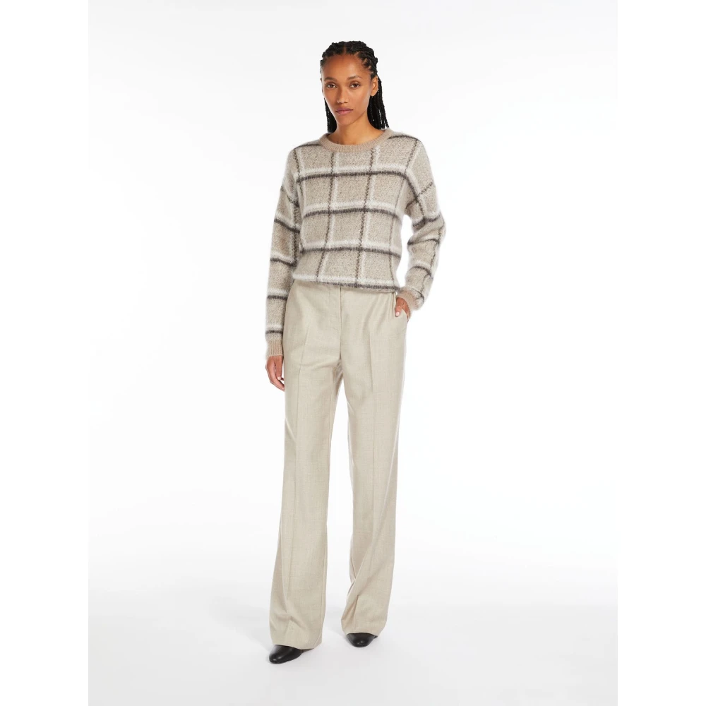 Max Mara Studio Mohair Jacquard Trui Beige Dames