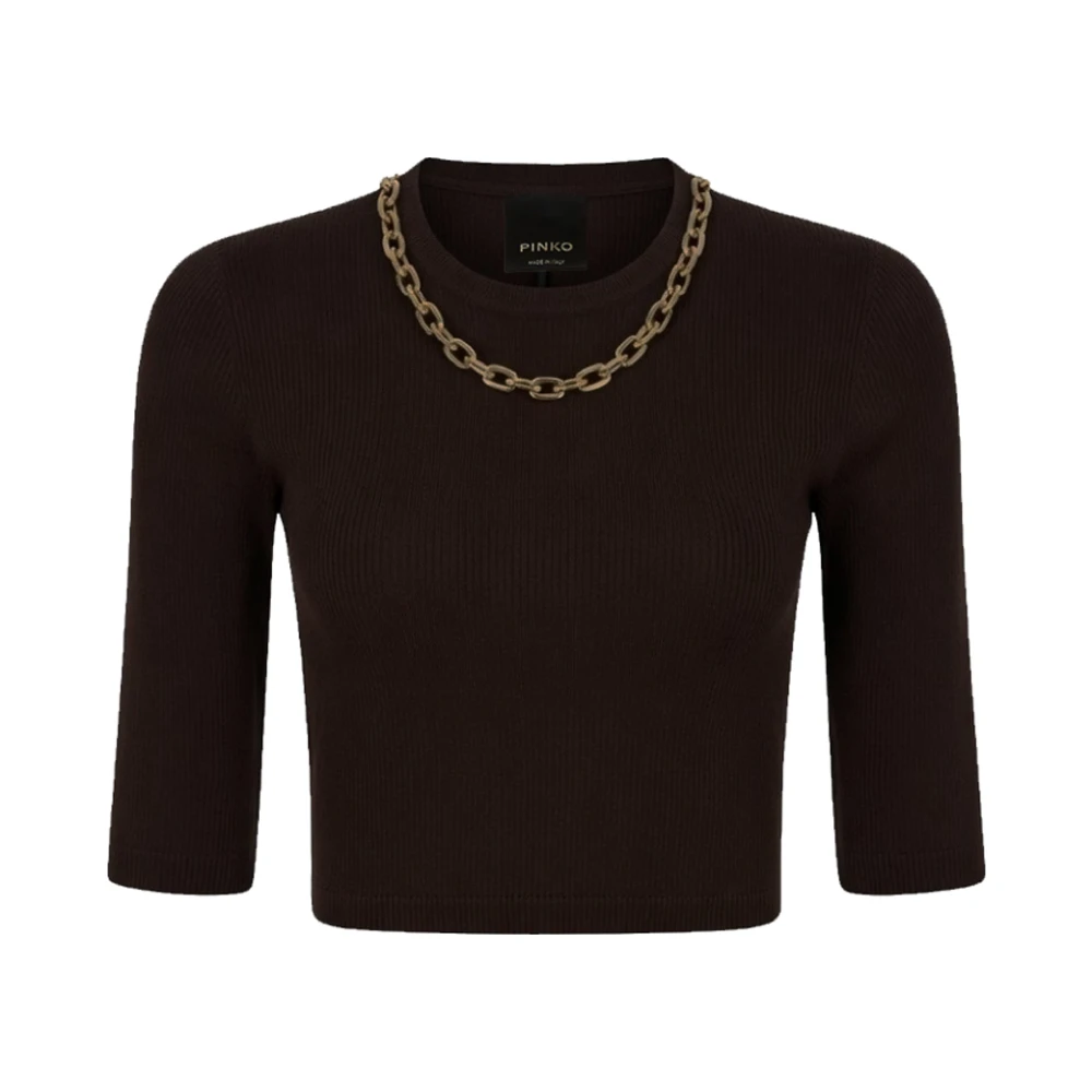 Pinko Women's Brown Long Sleeve T-Shirts, Xs, Kimberly Knit