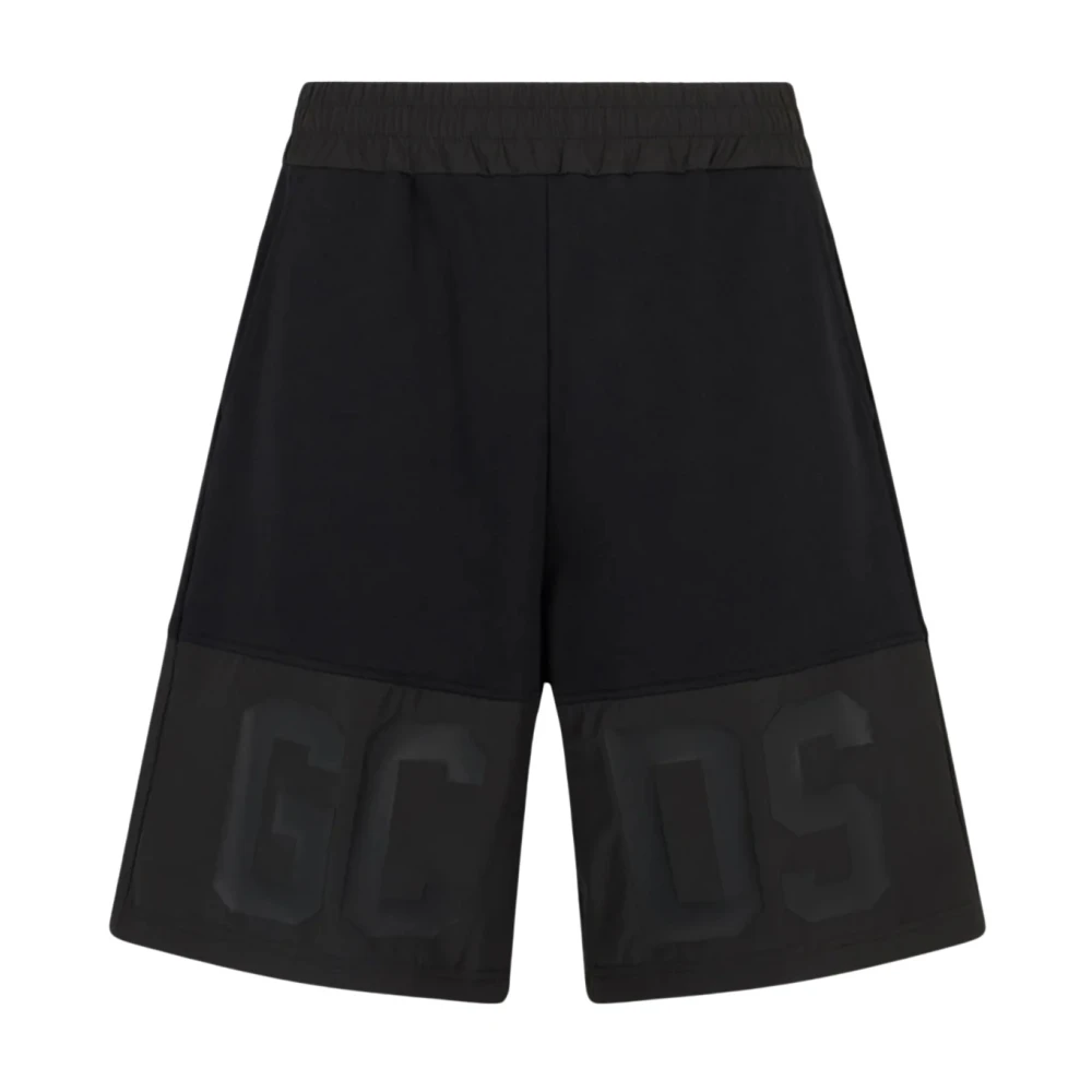Gcds Black Training Shorts, Male, L, Band Logo Sweatshorts