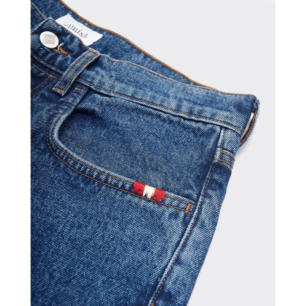 Amish Stone Wash Tapered Fit Jeans Blue Heren