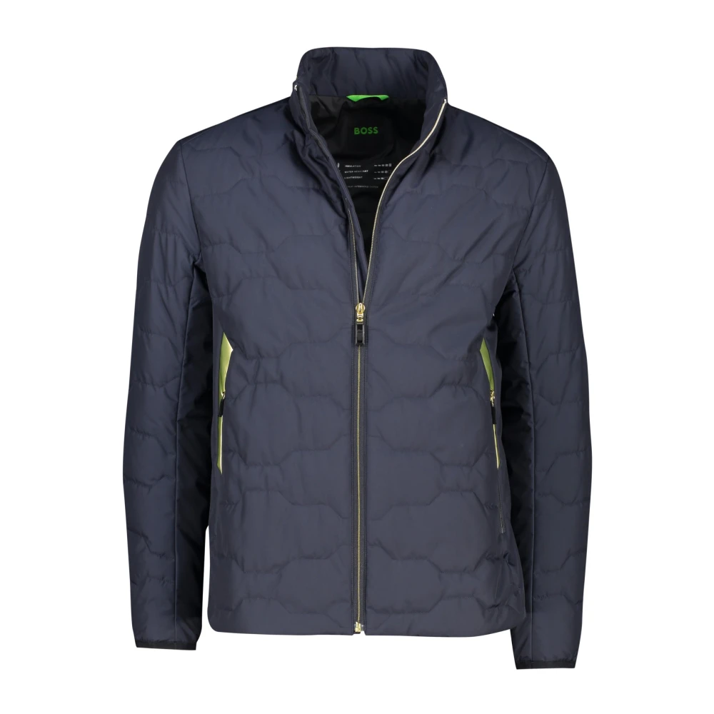 Hugo Boss winterjas donkerblauw effen rits normale fit