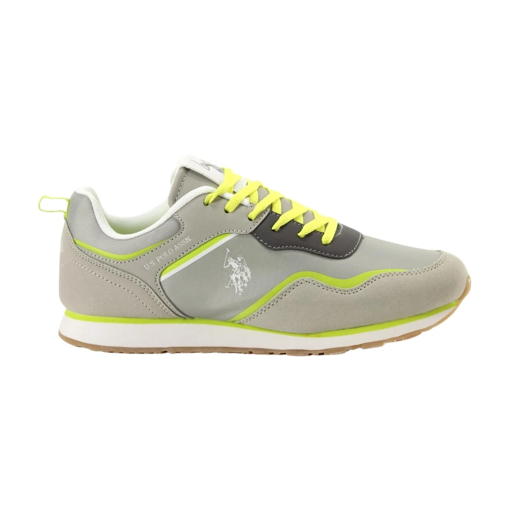 U.s. Polo Assn. Women's Gray Sneakers, 2 Uk, Yellow Print Slip-On Trainers