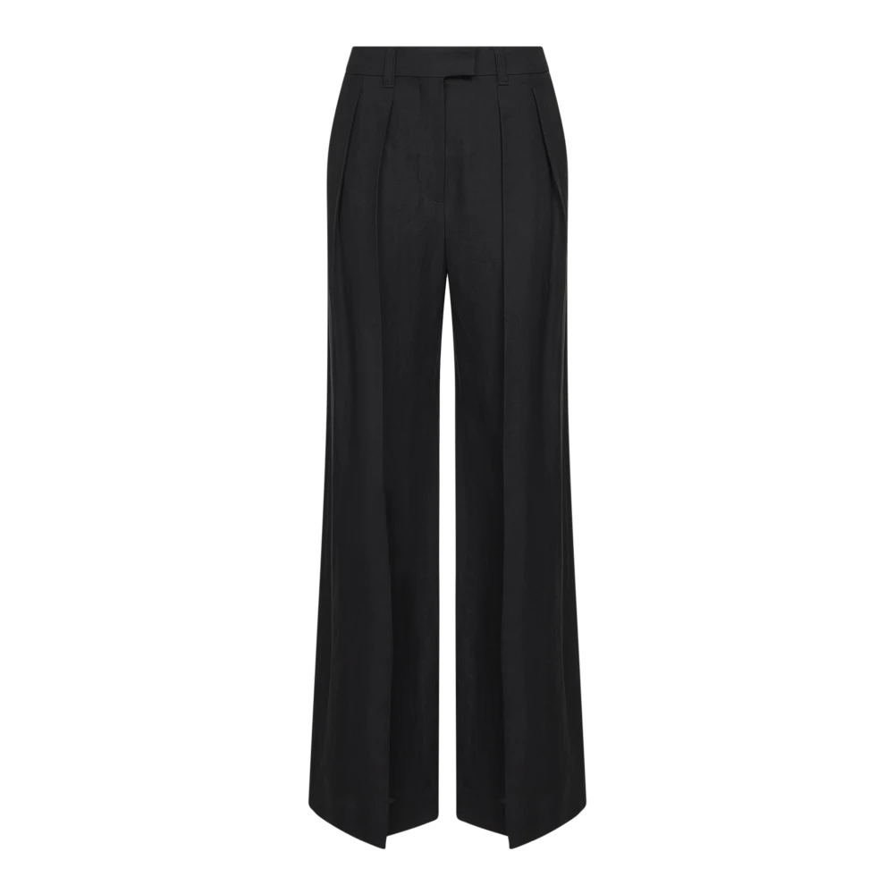Brunello Cucinelli Women's Black Wide Trousers, L, Sartorial Wide Trousers