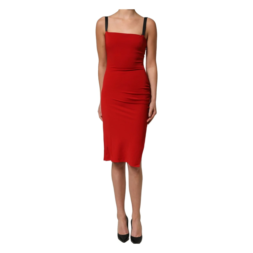 Dolce & Gabbana Red Midi Dresses, Female, 2XS, Bodycon Sheath Knee Length Dress