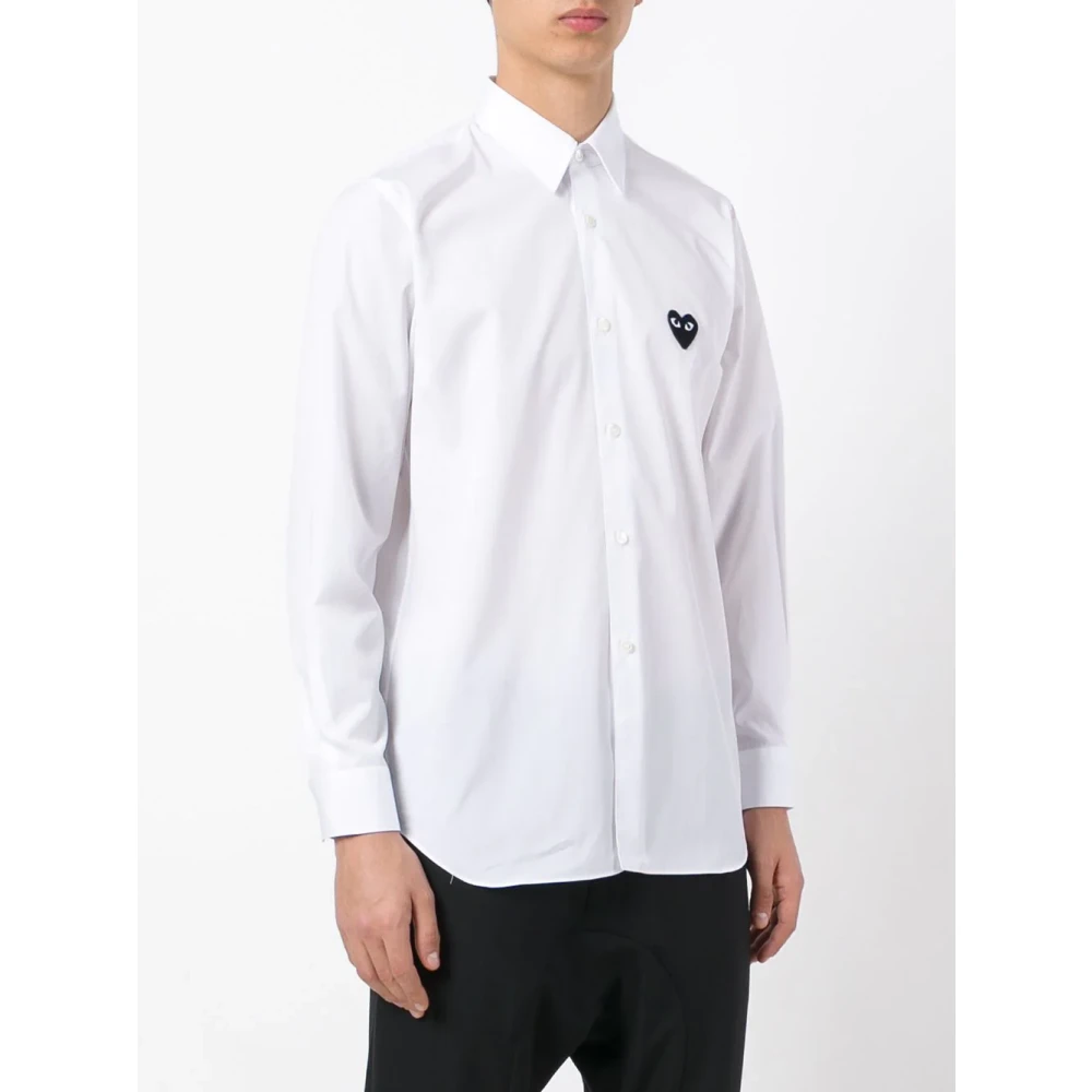 Comme des Garçons Play Zwarte hart geborduurde shirt White Heren