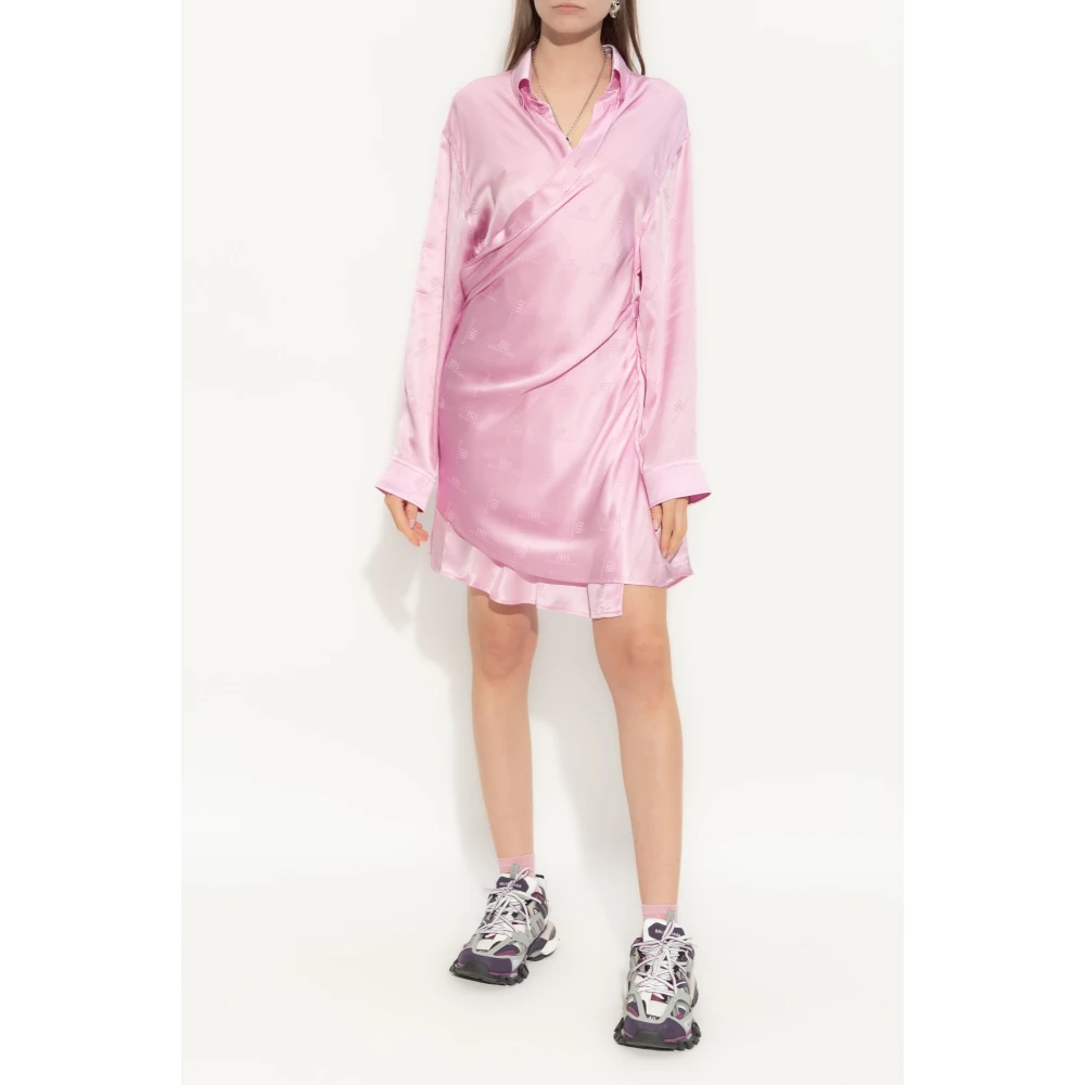 Balenciaga Zijden jurk in overhemdstijl Pink Dames