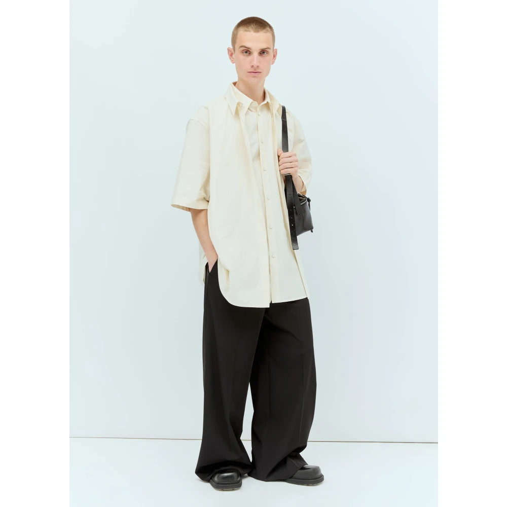 Jil Sander Dubbelgelaagde Poplin Overhemd Beige Heren
