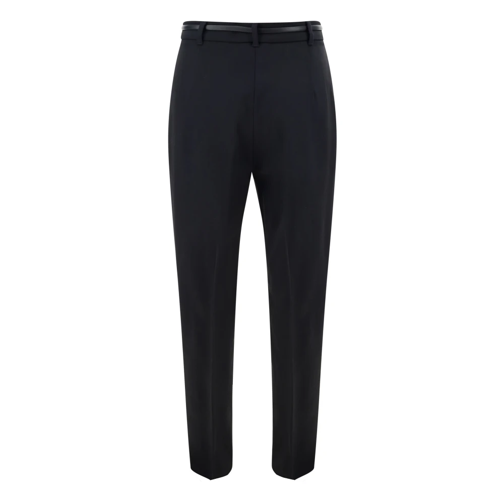 Max Mara Studio Zwarte Wollen Broek Prosit Regular Fit Black Dames