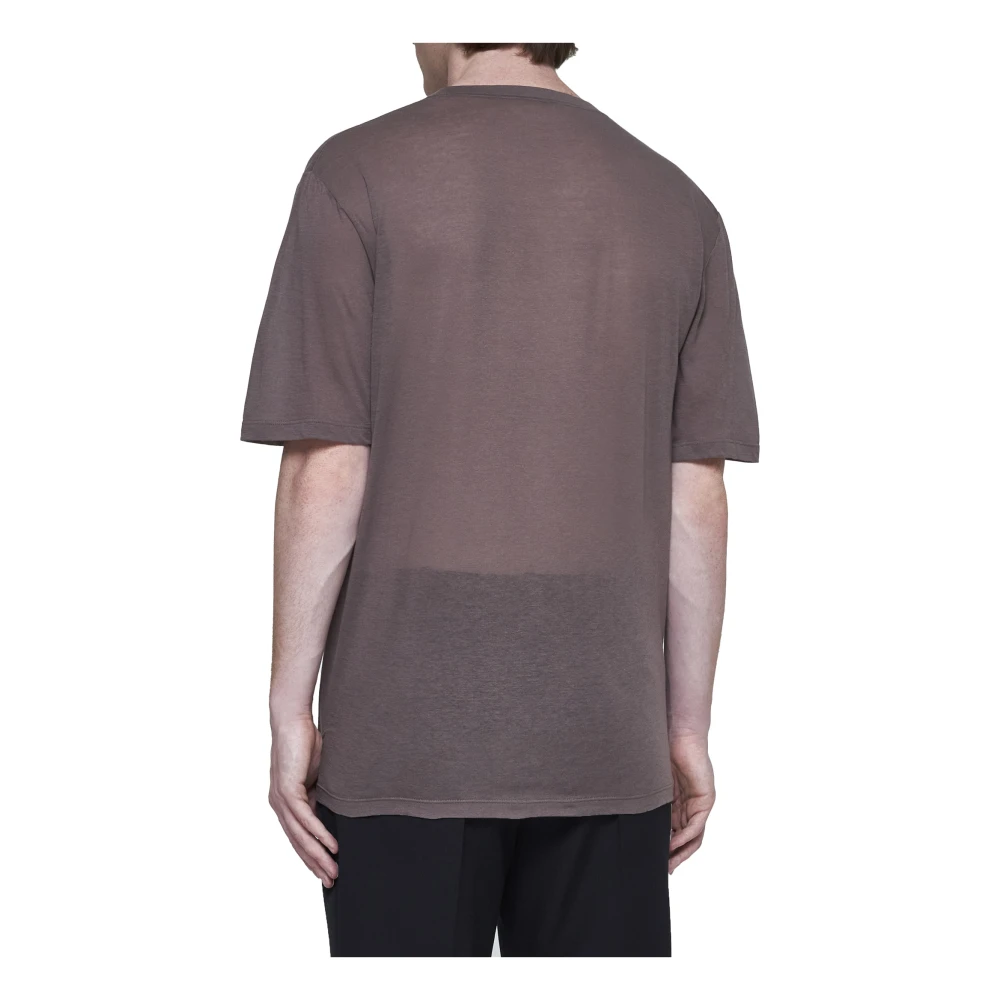 Saint Laurent Taupe Crew Neck Katoenen T-shirt Beige Heren