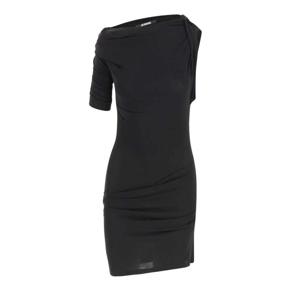 Jacquemus Black Short Dresses, Female, S, Drapeado Mini Dress