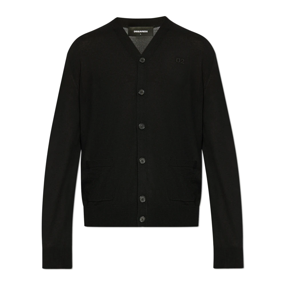 Dsquared2 Zwarte V-hals Wol Vest Gebreide Kleding Black Heren