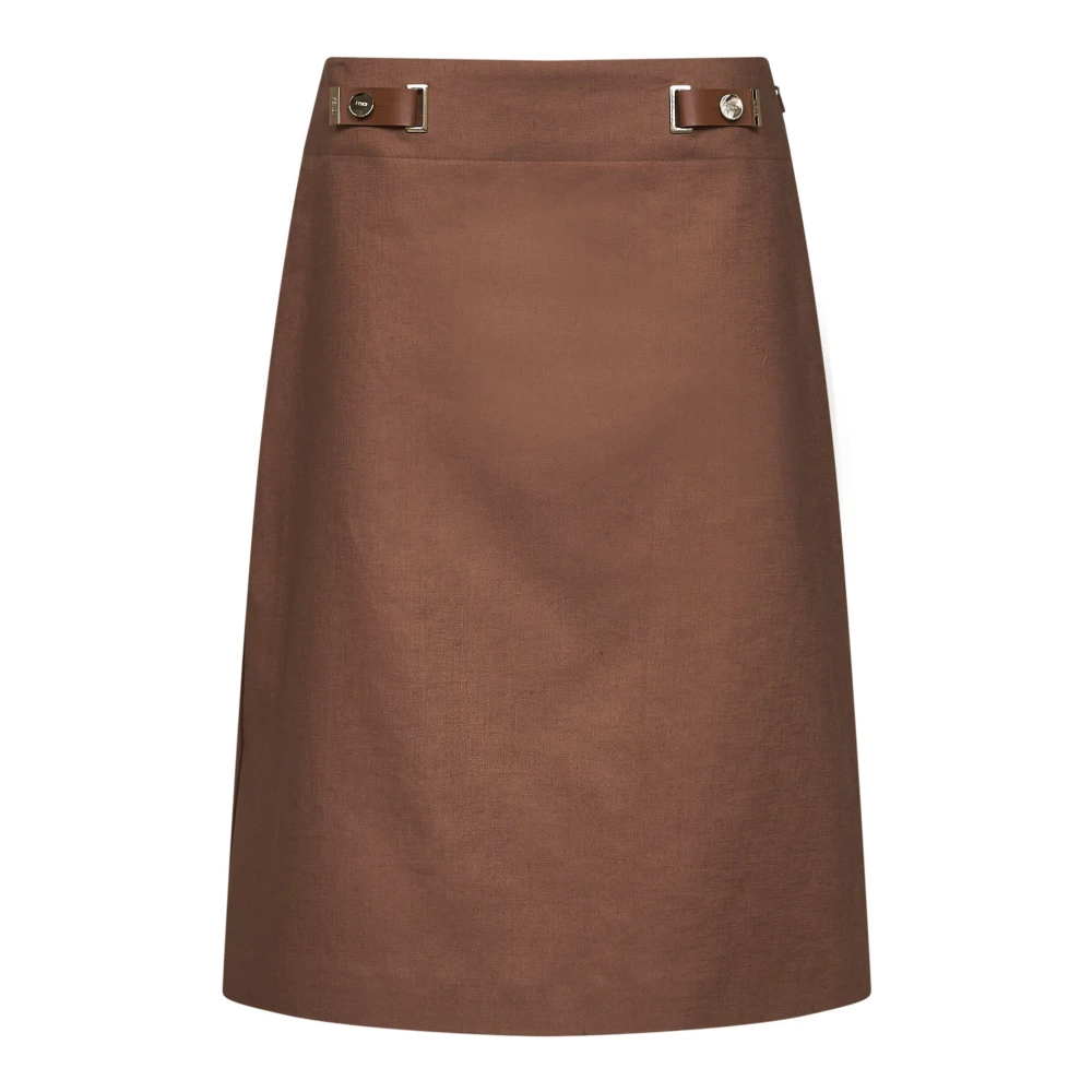 Fendi Brown Flared Midi Skirt - Female - Midi Skirts - M - Skirts