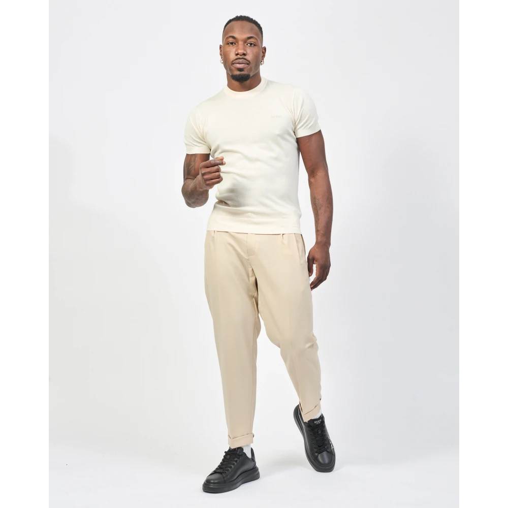 Guess Beige T-shirt met Ribbed Trim Beige Heren