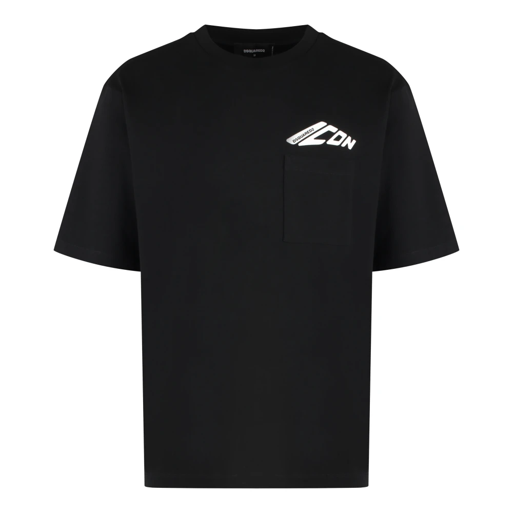 Dsquared2 Men's Black Icon New Generation Loose Fit Pocket T-Shirt - T-Shirts - L - Tops