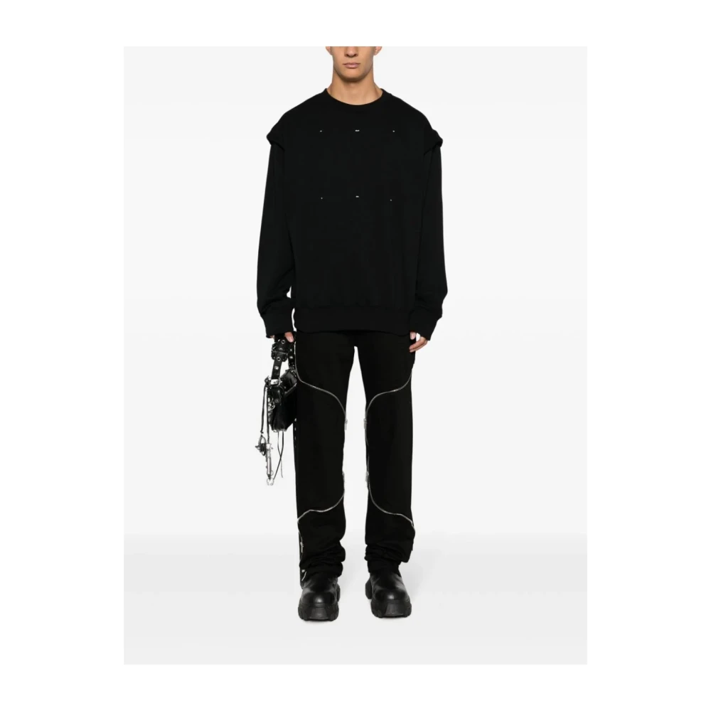 Heliot Emil Zwart Gebreide Trui Crewneck Stijlvol Comfortabel Black Heren