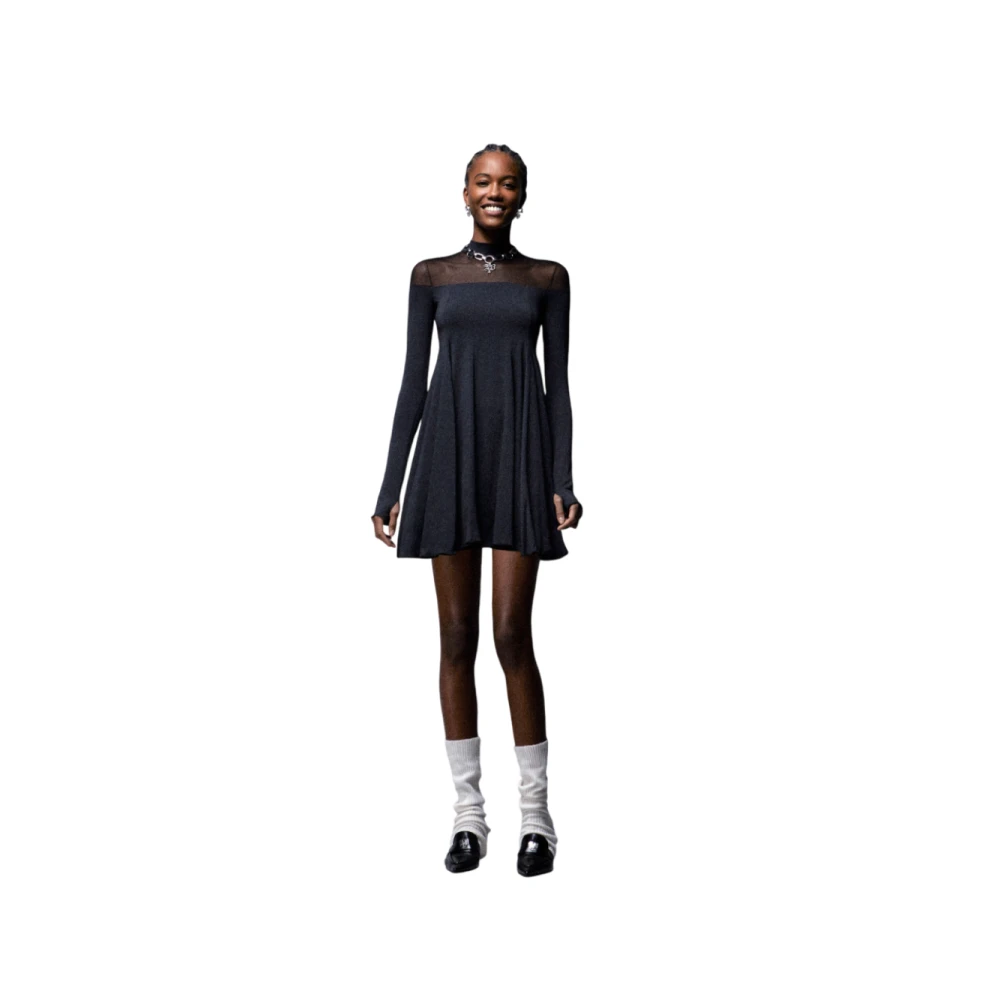 Aniye By Zwarte Mini Jurk met Wijd Uitlopende Rok Black Dames
