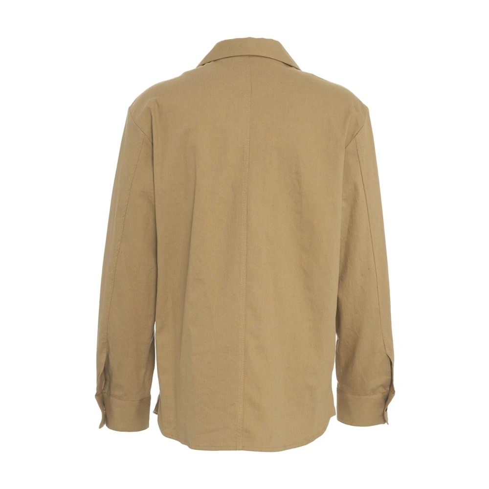 Paolo Pecora Bruine Linnen Blend Overshirt Jas Brown Heren