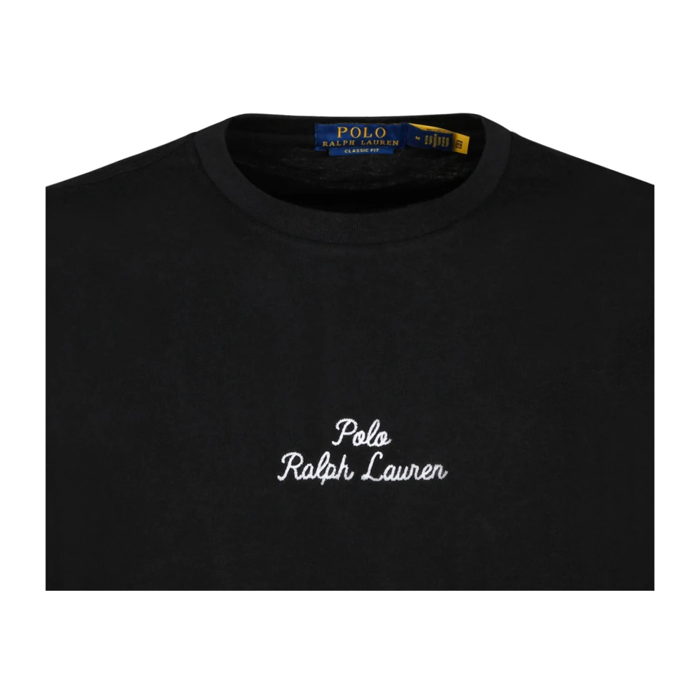 Ralph Lauren Zwarte katoenen T-shirt met witte opdruk Black Heren