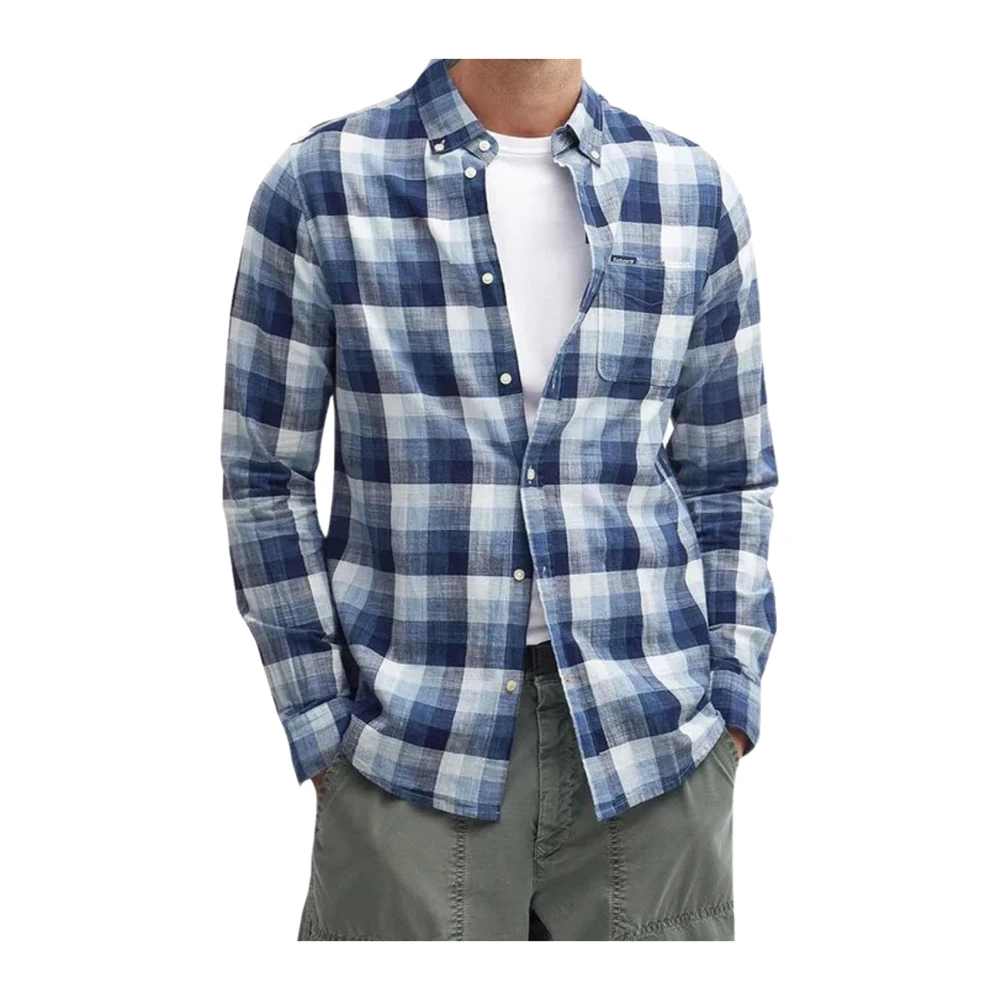 Barbour Geruit Getailleerd Overhemd Blue Heren