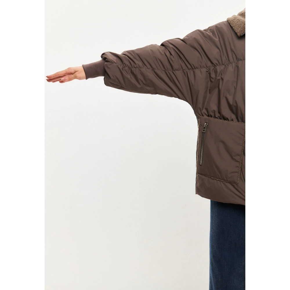 Cesare Gaspari Shearling-Kraag Pufferjas Chocolade Brown Dames