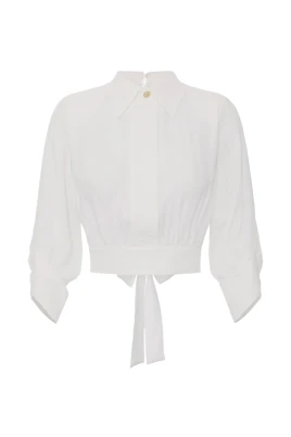 Croppad georgette-skjorta
