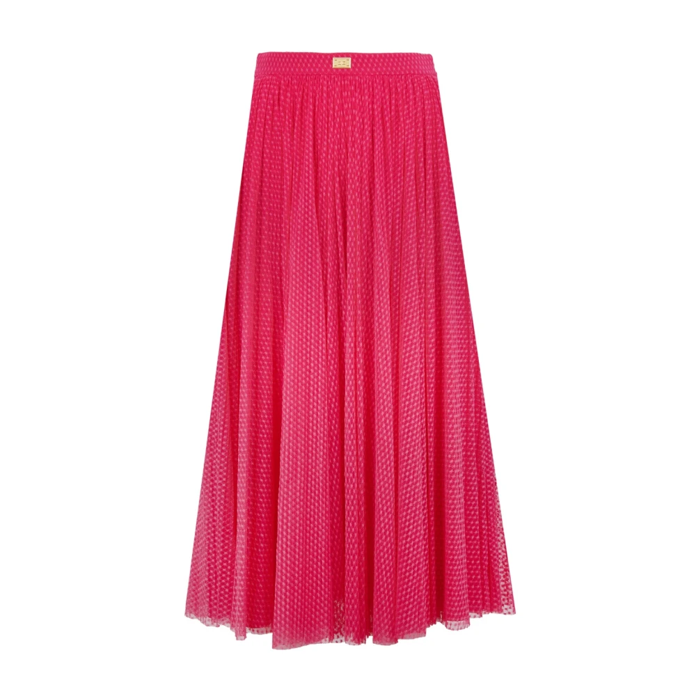 Elisabetta Franchi Gouden Detail Rits Rok Pink Dames