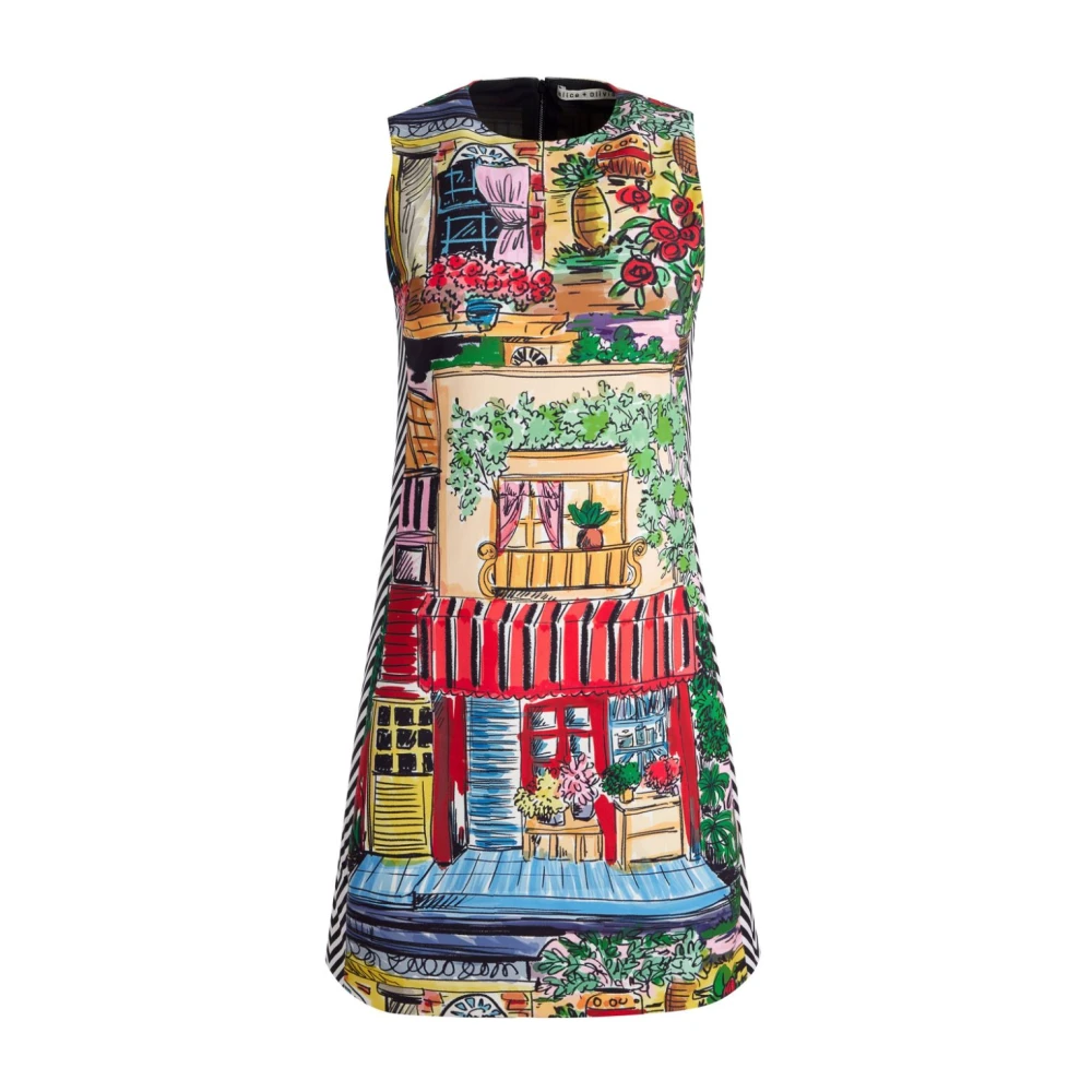 Alice + olivia Metallic Draad Voorstrik Flare Jurk Multicolor Dames