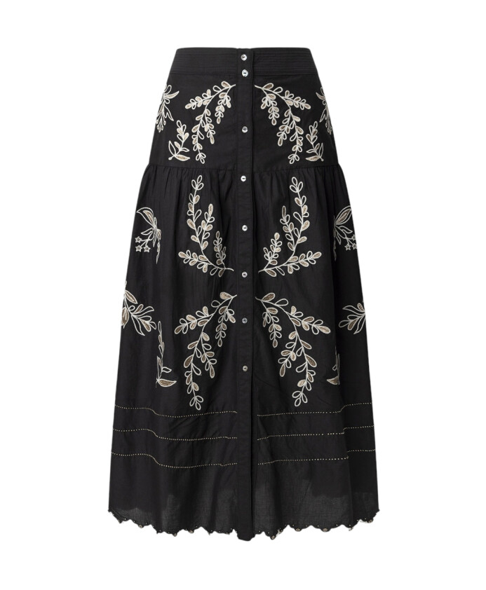 jupe-midi-noire-brodee-florale
