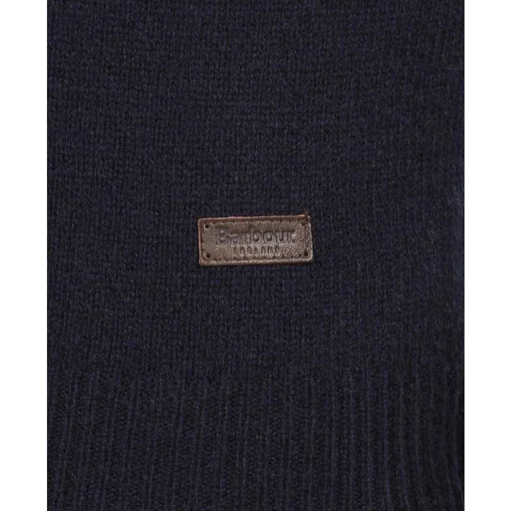 Barbour Navy Half Zip Patch Sweater Blue Heren