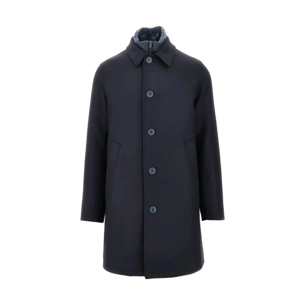 Herno Mannelijk Blauw Jassen Heren, Xl, E Enkele Jas Met Afneembare Slab