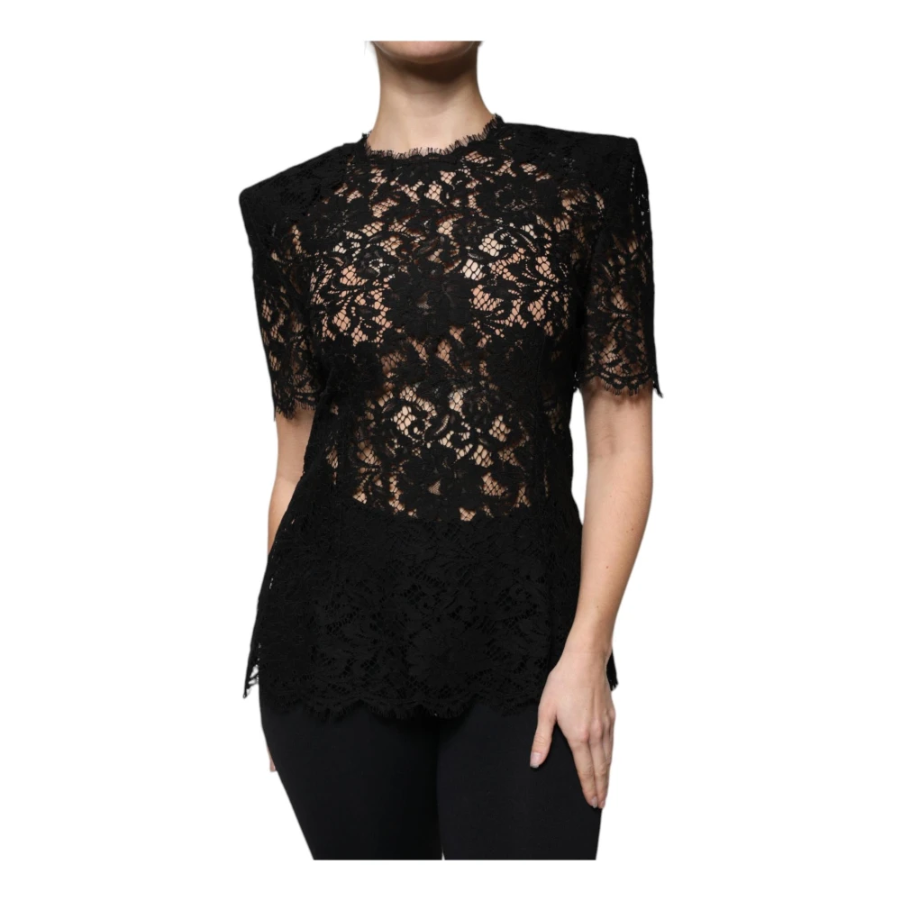 Dolce & Gabbana Women's Black Floral Lace Blouse Top