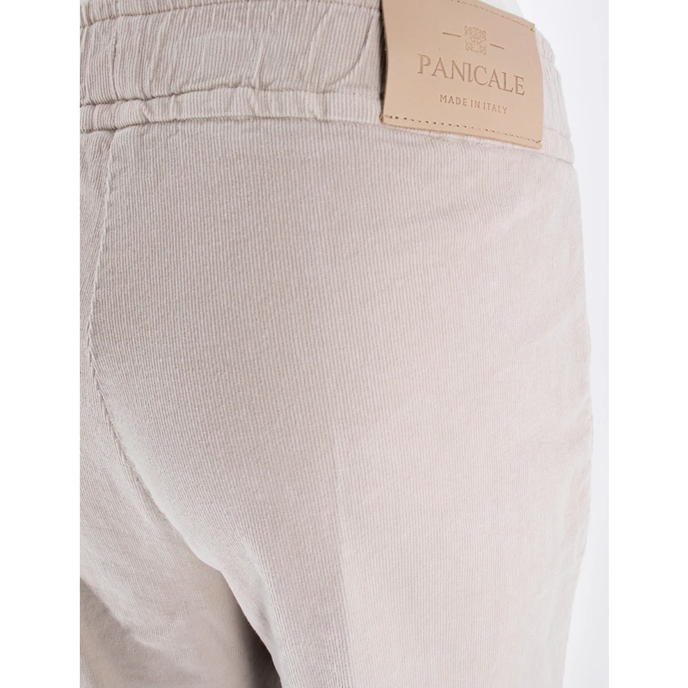 Panicale Katoenen Geribbelde Elastische Taillebroek Beige Dames
