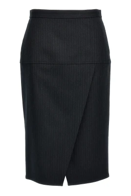 Pinstriped Wool Skirt