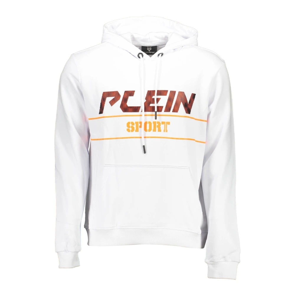 Plein Sport Men's White Hoodies, L, Hooded Sweatshirt With Print