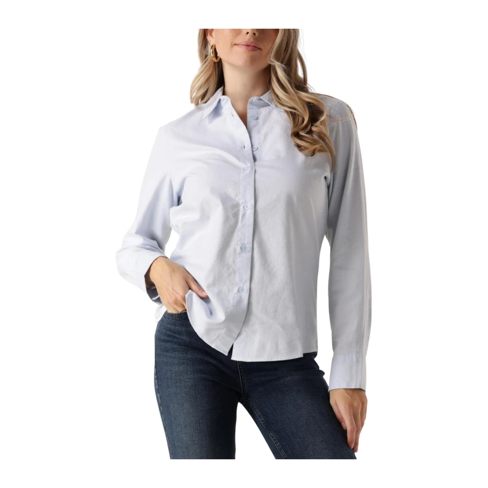 Tommy Hilfiger Lichtblauwe Oxford Katoenen Regular Shirt Blue Dames
