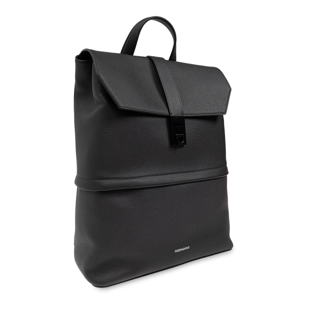 Salvatore Ferragamo Leren rugzak Black Heren